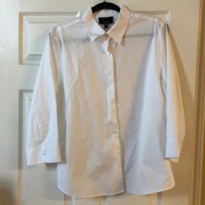 Foxcroft 3/4 sleeve white non-iron shaped fit shirt size 16
